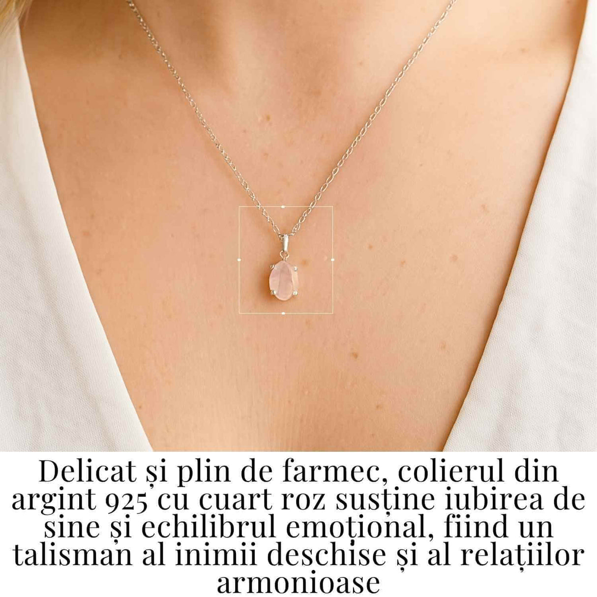 Iubire si Echilibru Emotional – Colier Cuart Roz Argint 925