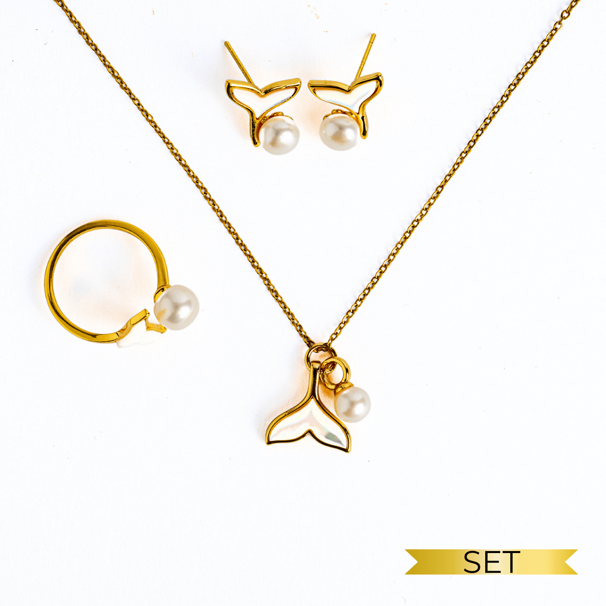 Bijuterii in armonie – Set cu Inel, colier si cercei cu vibe cald si marin