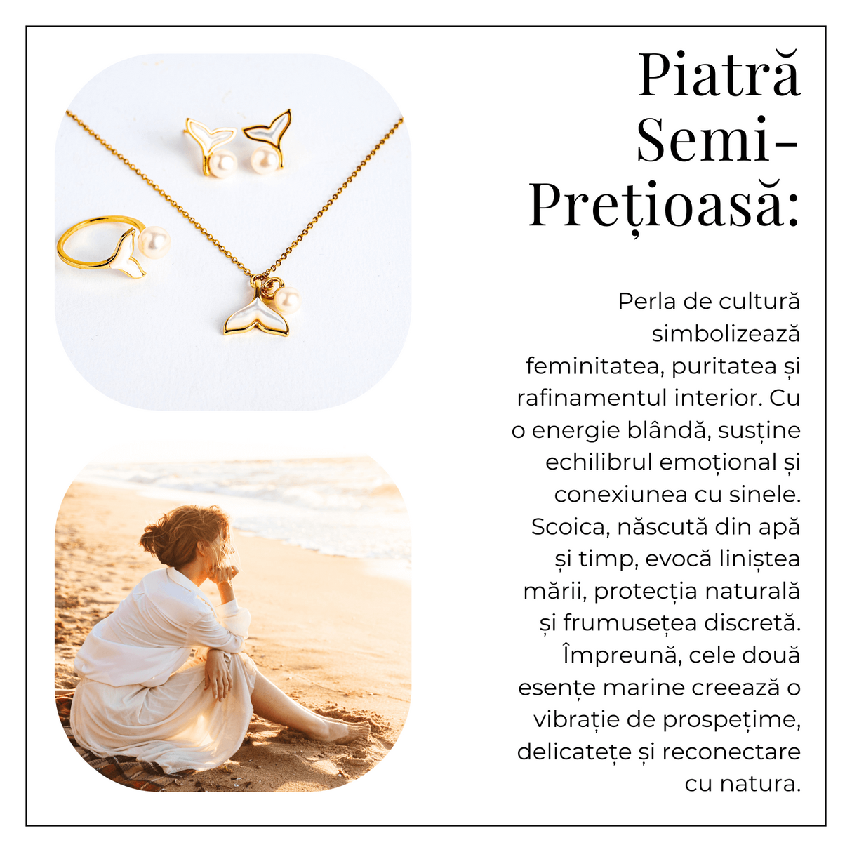 Bijuterii in armonie – Set cu Inel, colier si cercei cu vibe cald si marin