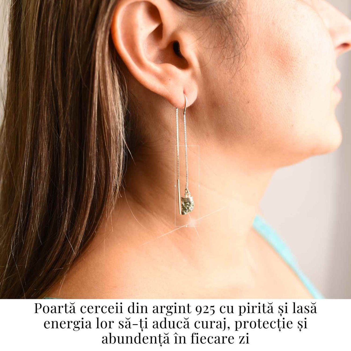 Cercei lungi din argint 925 cu pirita – Stralucire si incredere