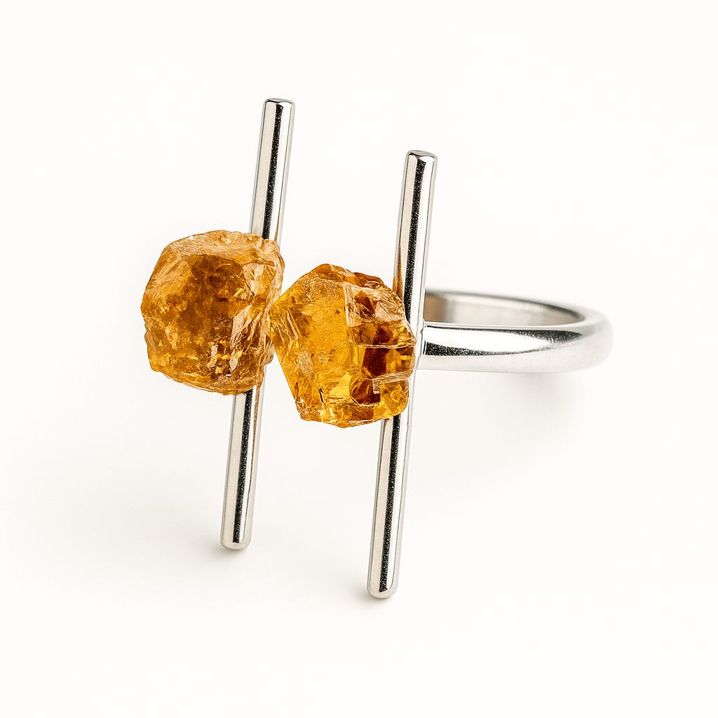 Talismanul succesului – Inel cu citrin brut, piatra prosperitatii