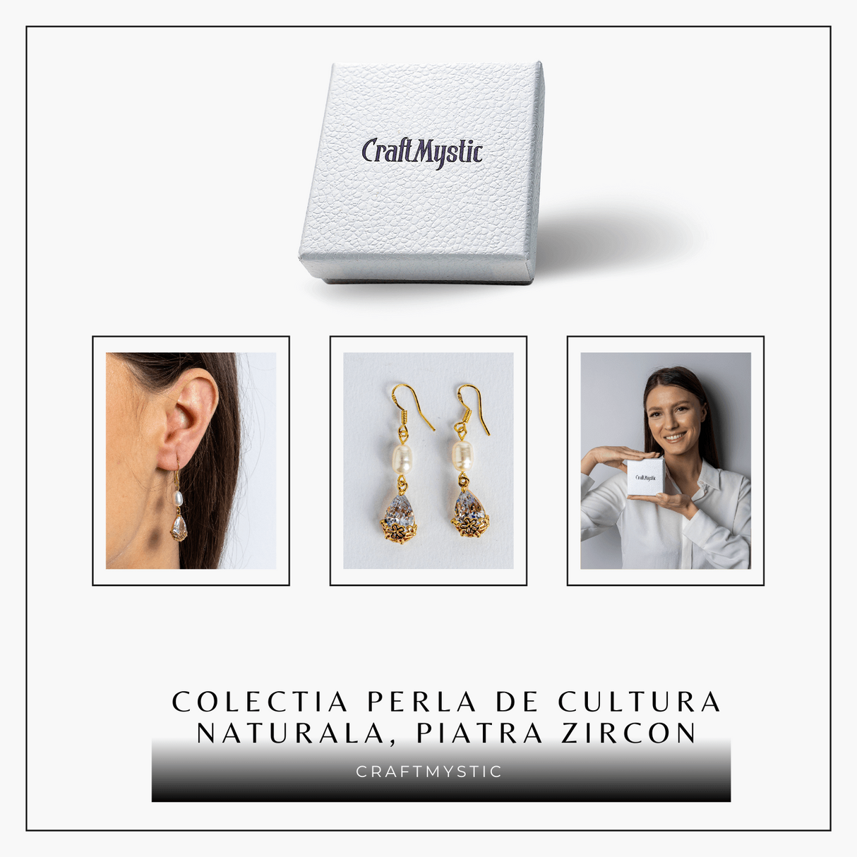 Cercei cu Perla Naturala si Zircon – Feminitate Discreta si Rafinament