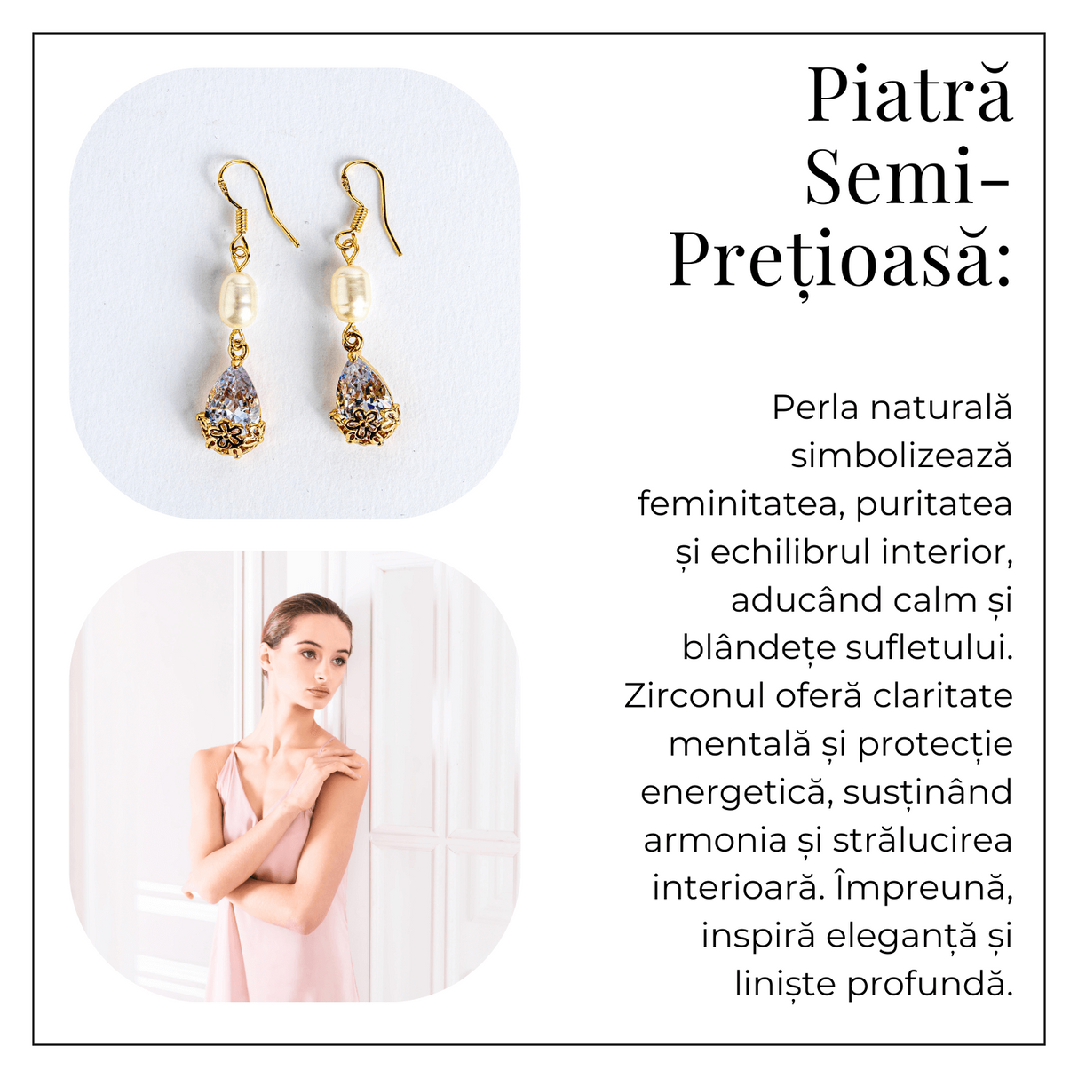 Cercei cu Perla Naturala si Zircon – Feminitate Discreta si Rafinament