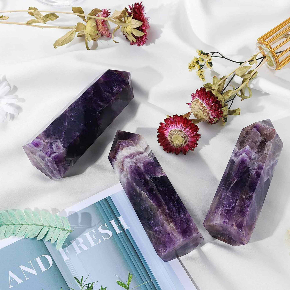 Turn de cristal semipretios vindecator hexagonal Ametist