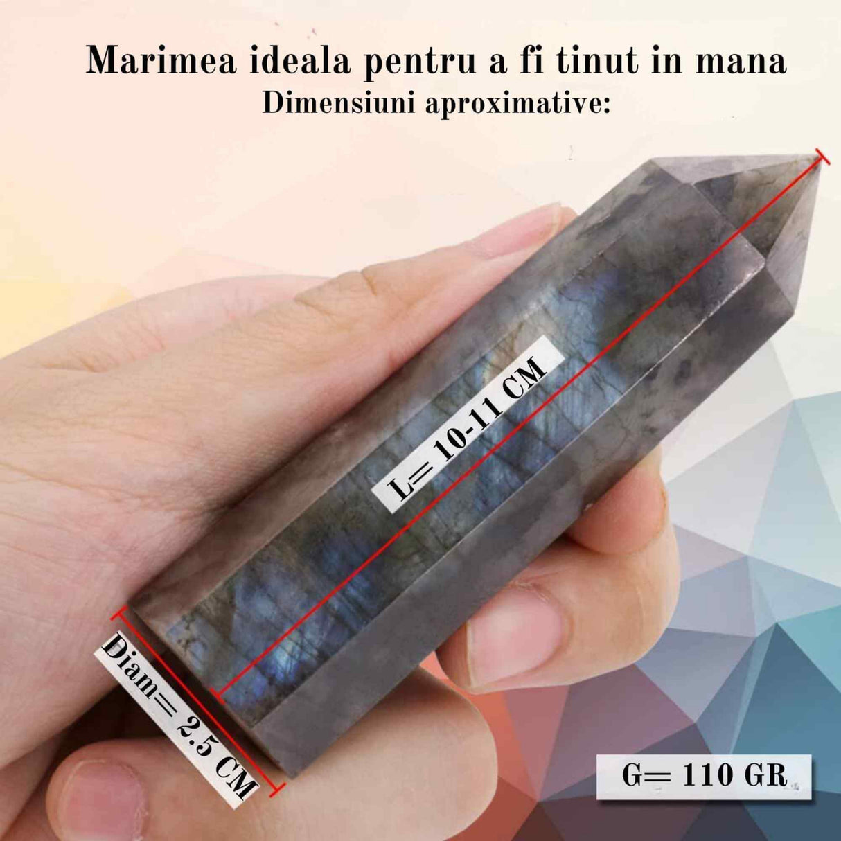 Bagheta din cristal natural de labradorit 10-11 cm