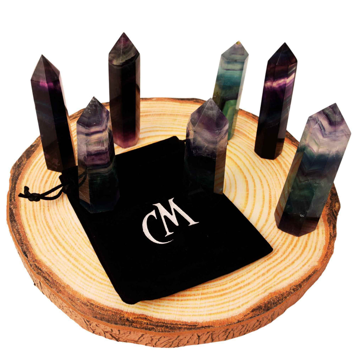 Turn din cristal natural Fluorit Curcubeu 9-10 cm: Adauga un strop de culoare si energie in viata ta