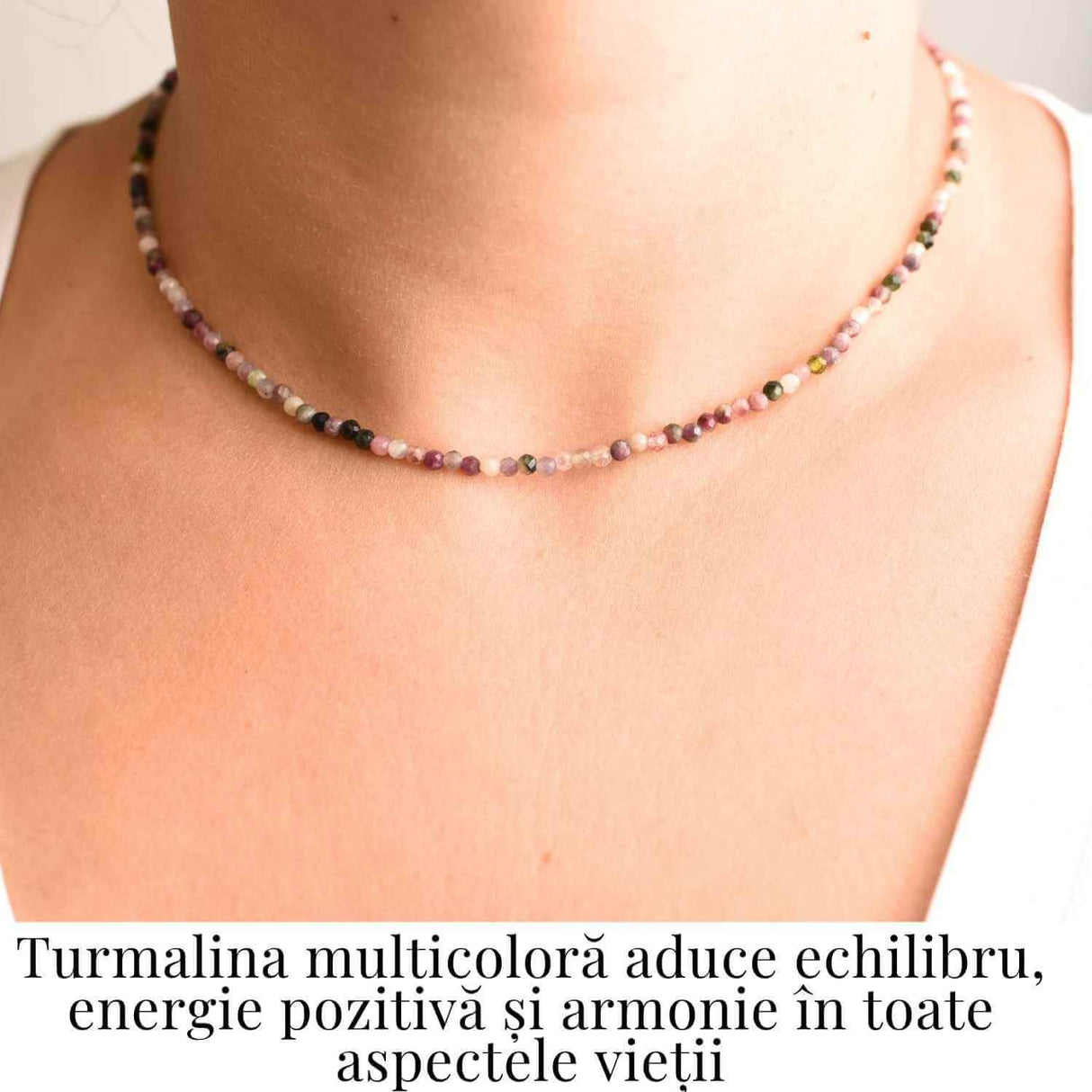 Energie si Armonie – Colier din Argint 925 cu Turmalina Multicolora Fatetata