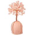 Arborele vietii 13-14 cm din pietre semipretioase polisate de cuart roz si baza de piatra naturala de cuart roz - Copacel de cristal pentru energie pozitiva atrage norocul, decor Feng Shui, cadou spiritual