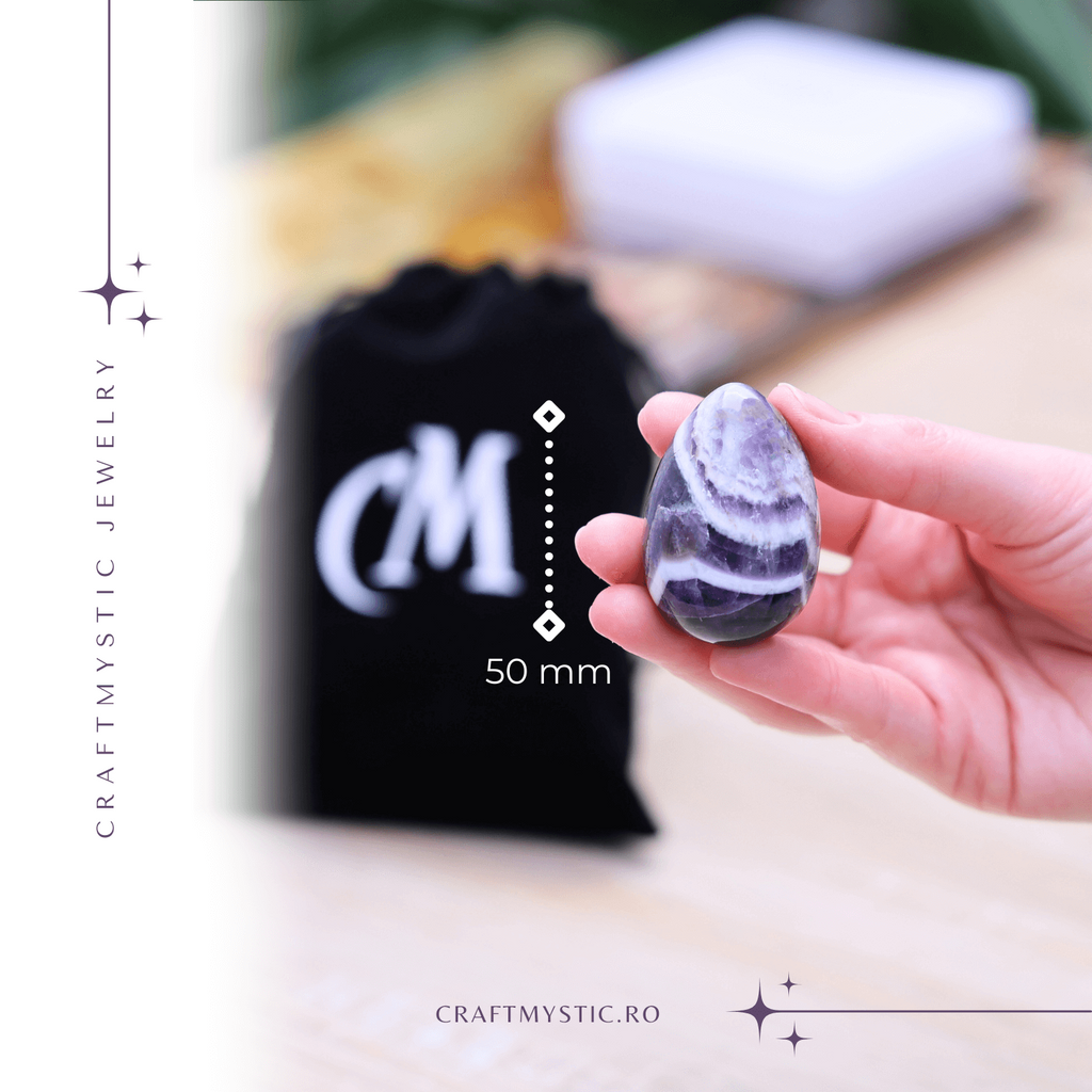 Ou Handmade de 50mm din Piatra Naturală de Ametist Chevron