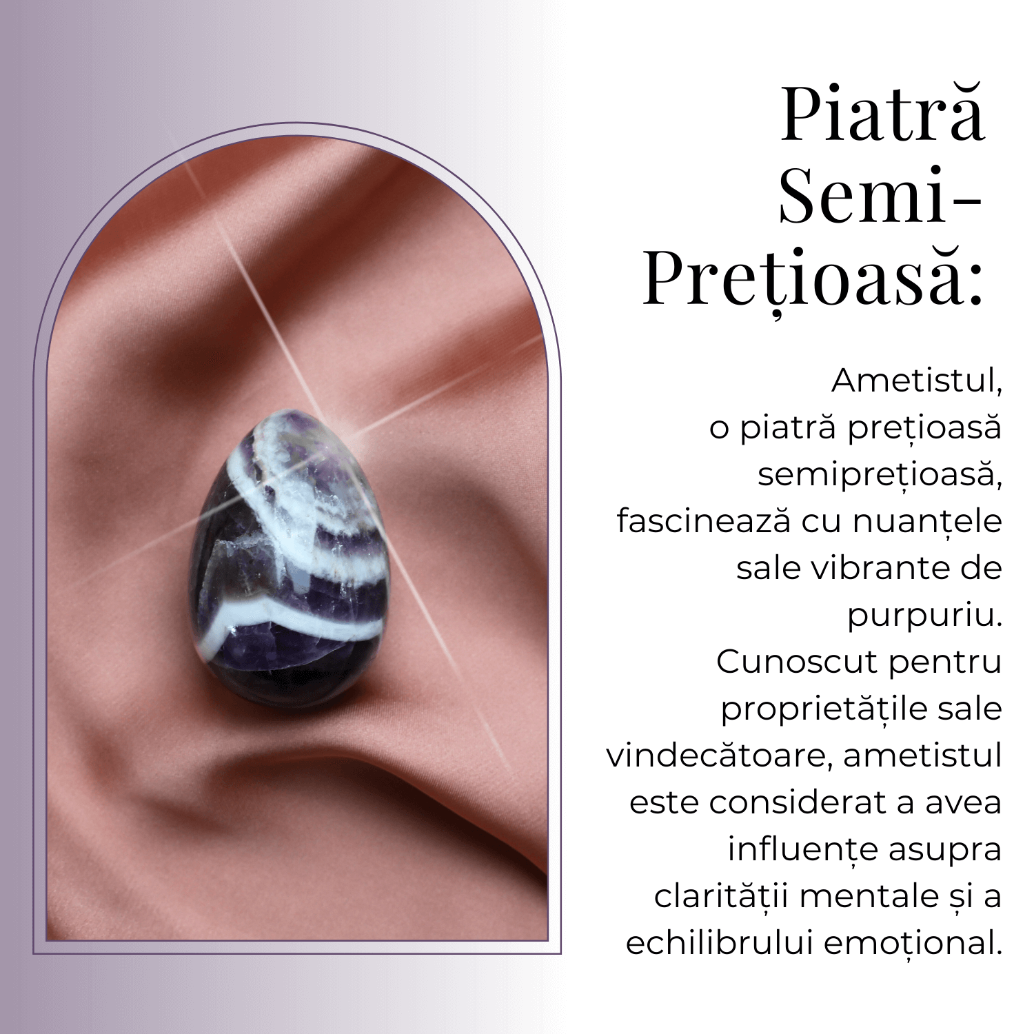Ou Handmade de 50mm din Piatra Naturală de Ametist Chevron