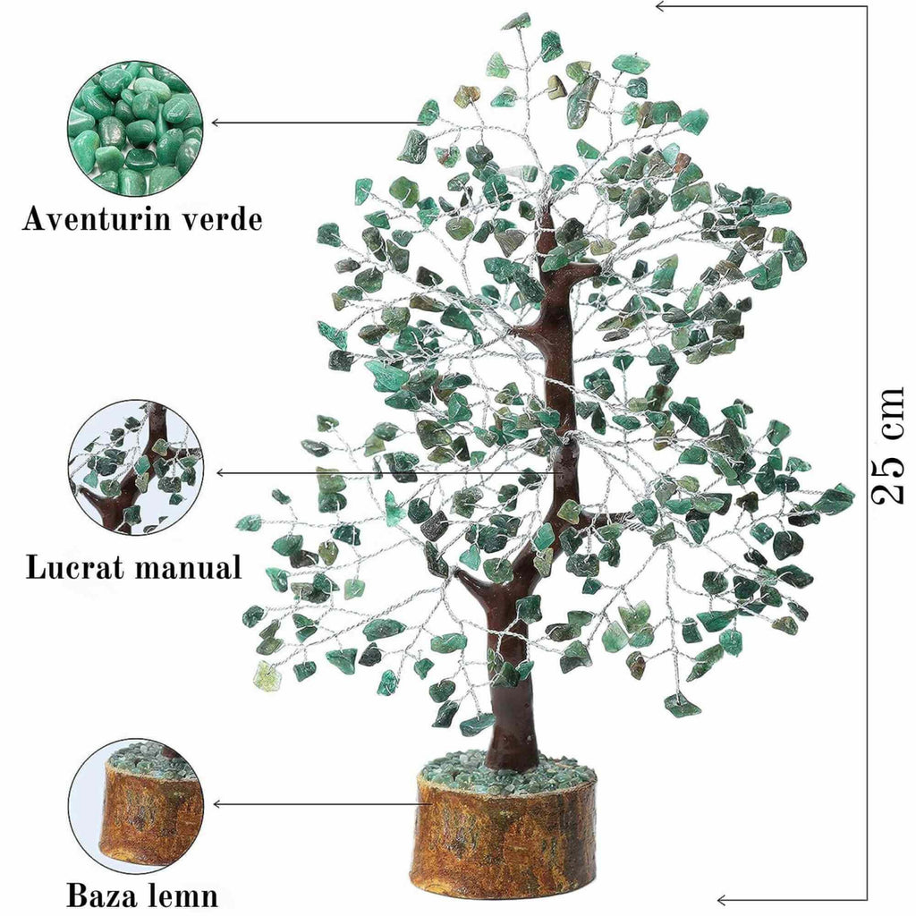 Arbore 25 cm cu pietricele semipretioase din Aventurin Verde