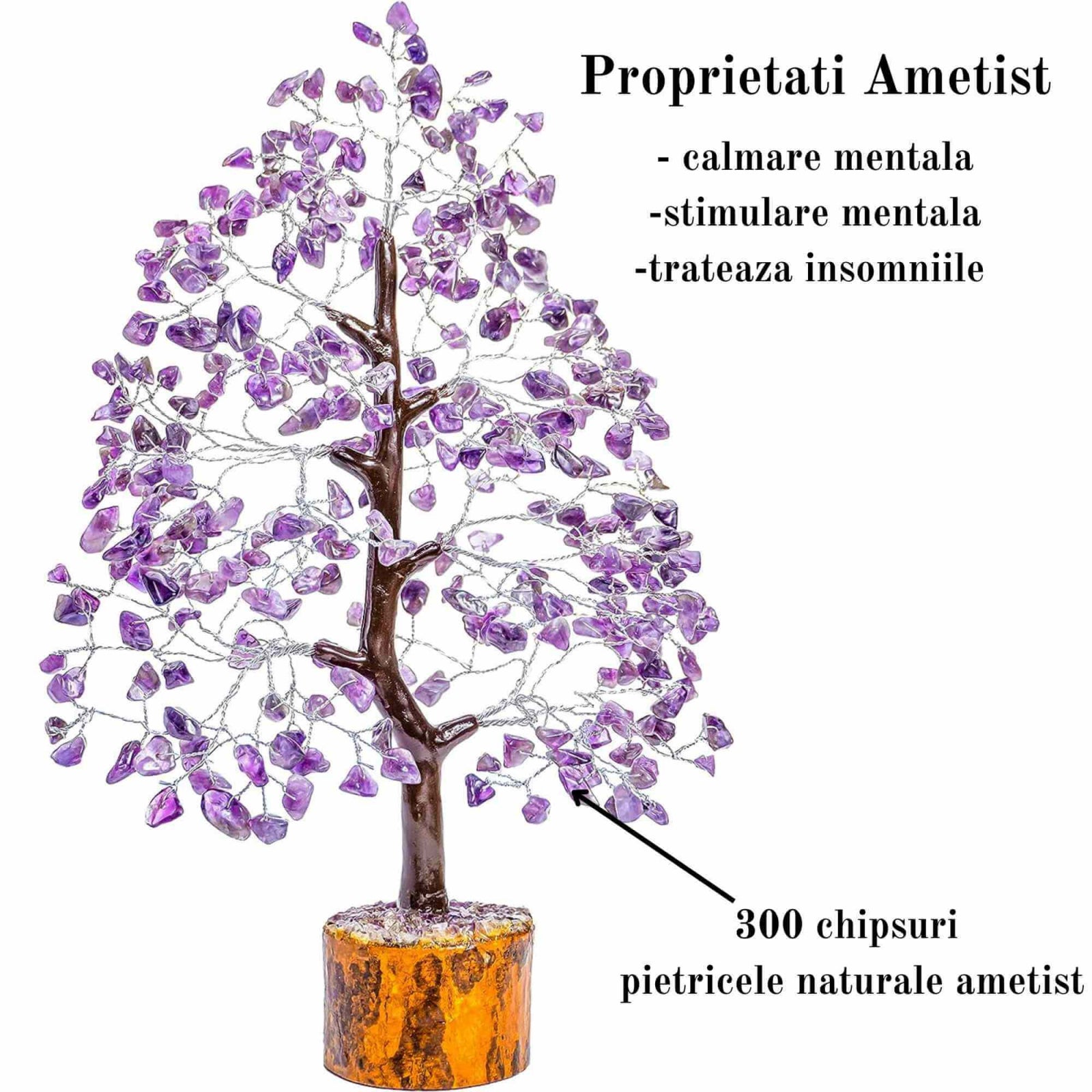 Arbore 25 cm Cristalin cu pietricele din Ametist