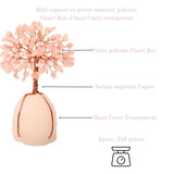 Arborele vietii 13-14 cm din pietre semipretioase polisate de cuart roz si baza de piatra naturala de cuart transparent - Copacel de cristal pentru energie pozitiva atrage norocul, decor Feng Shui, c