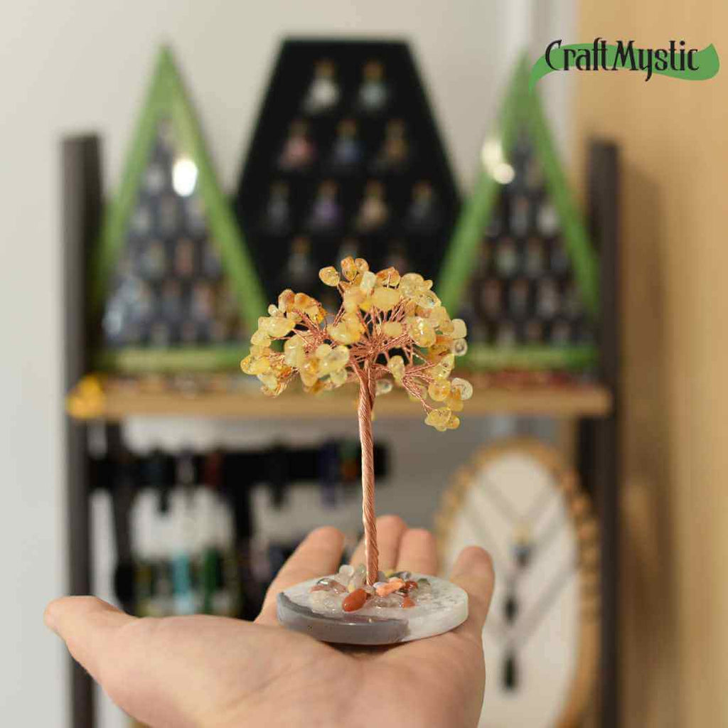 Copacel 12 cm din cristale semipretioase Citrin si baza de agat
