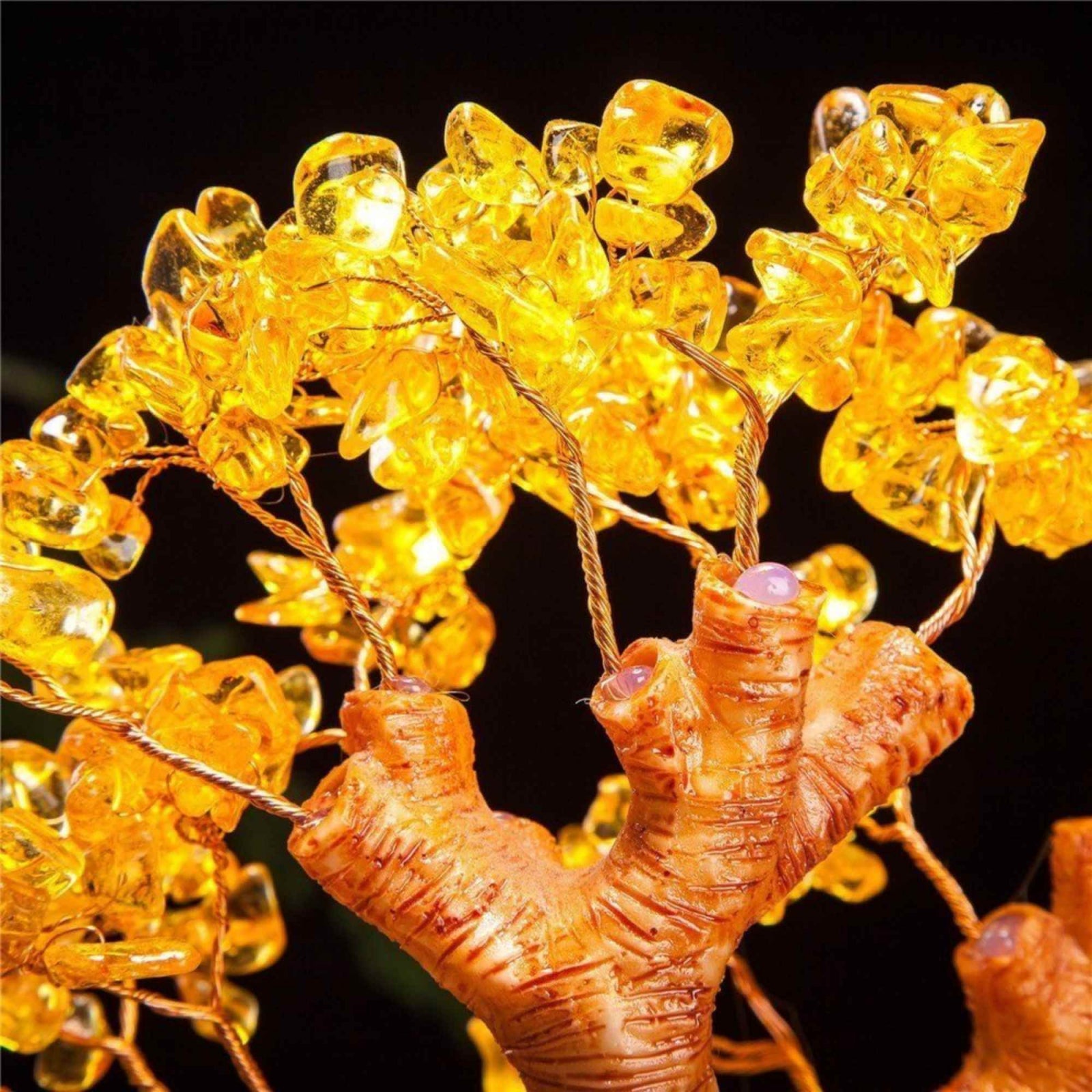 Bonsai cu cristale naturale citrin, supranumit "copacul banilor"