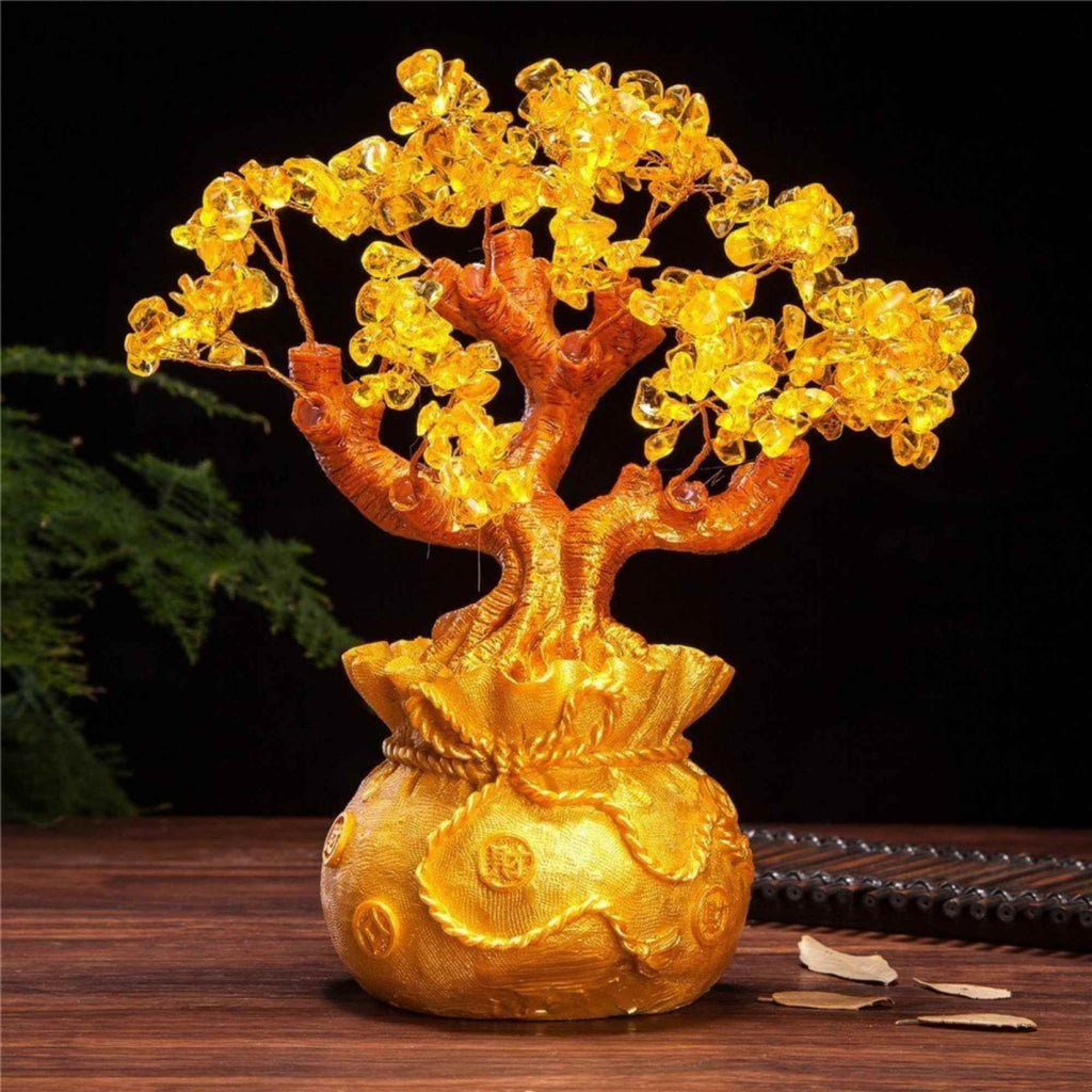 Bonsai cu cristale naturale citrin, supranumit "copacul banilor"
