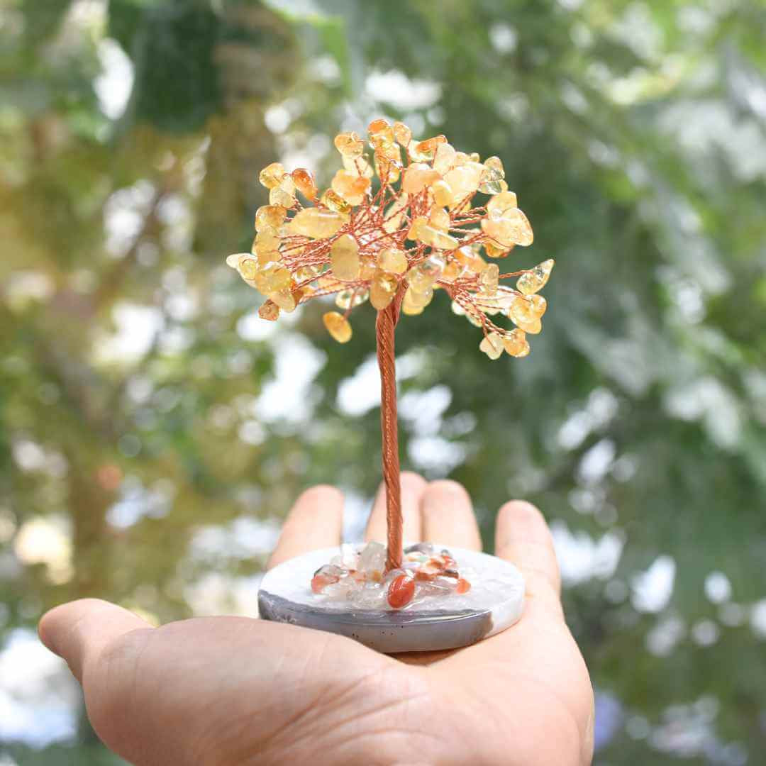 Copacel 12 cm din cristale semipretioase Citrin si baza de agat