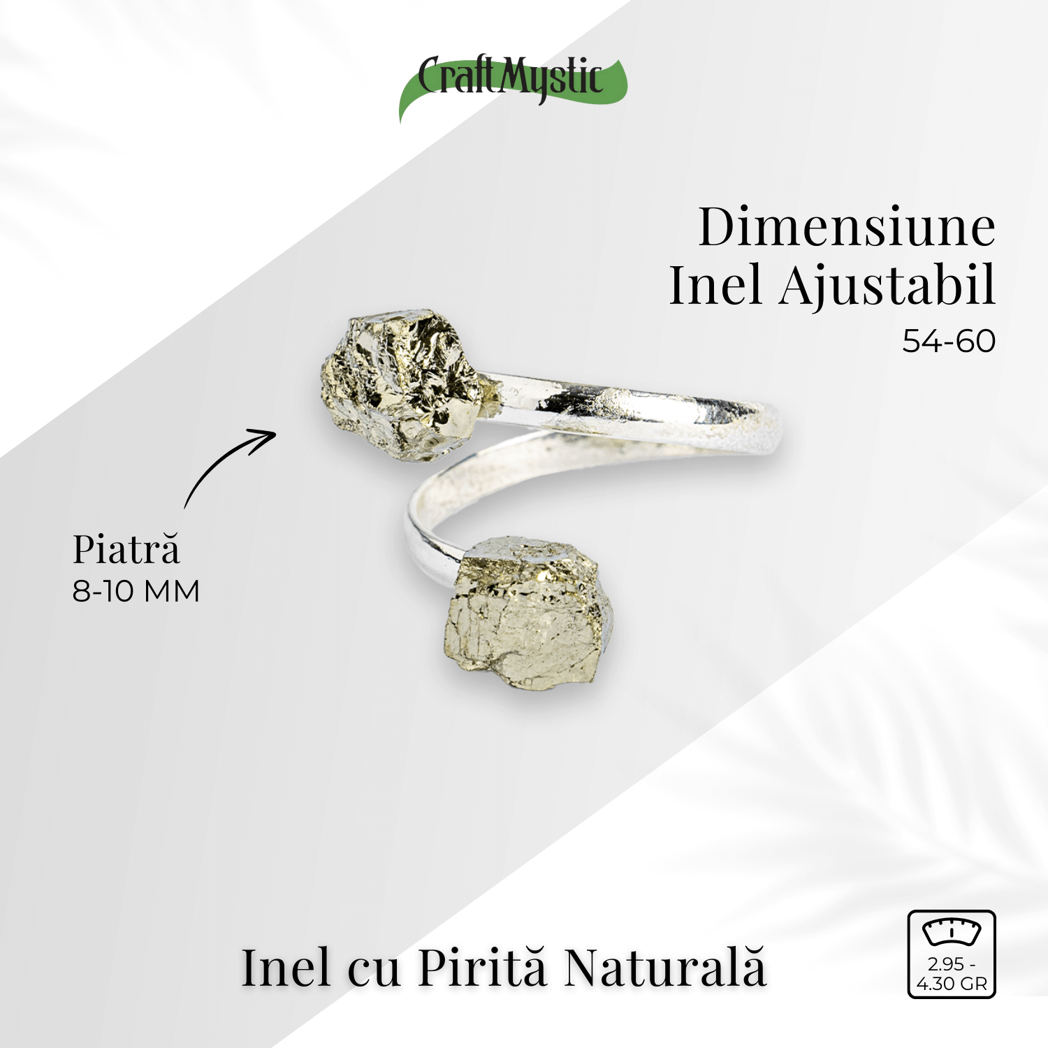 Atrage succesul si blocheaza negativitatea – Inel dublu Pirita in forma naturala