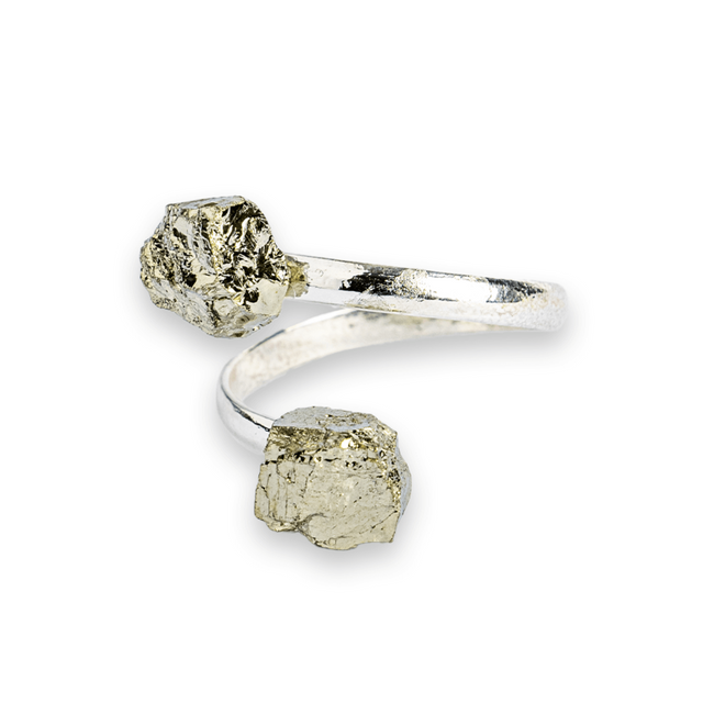 Atrage succesul si blocheaza negativitatea – Inel dublu Pirita in forma naturala