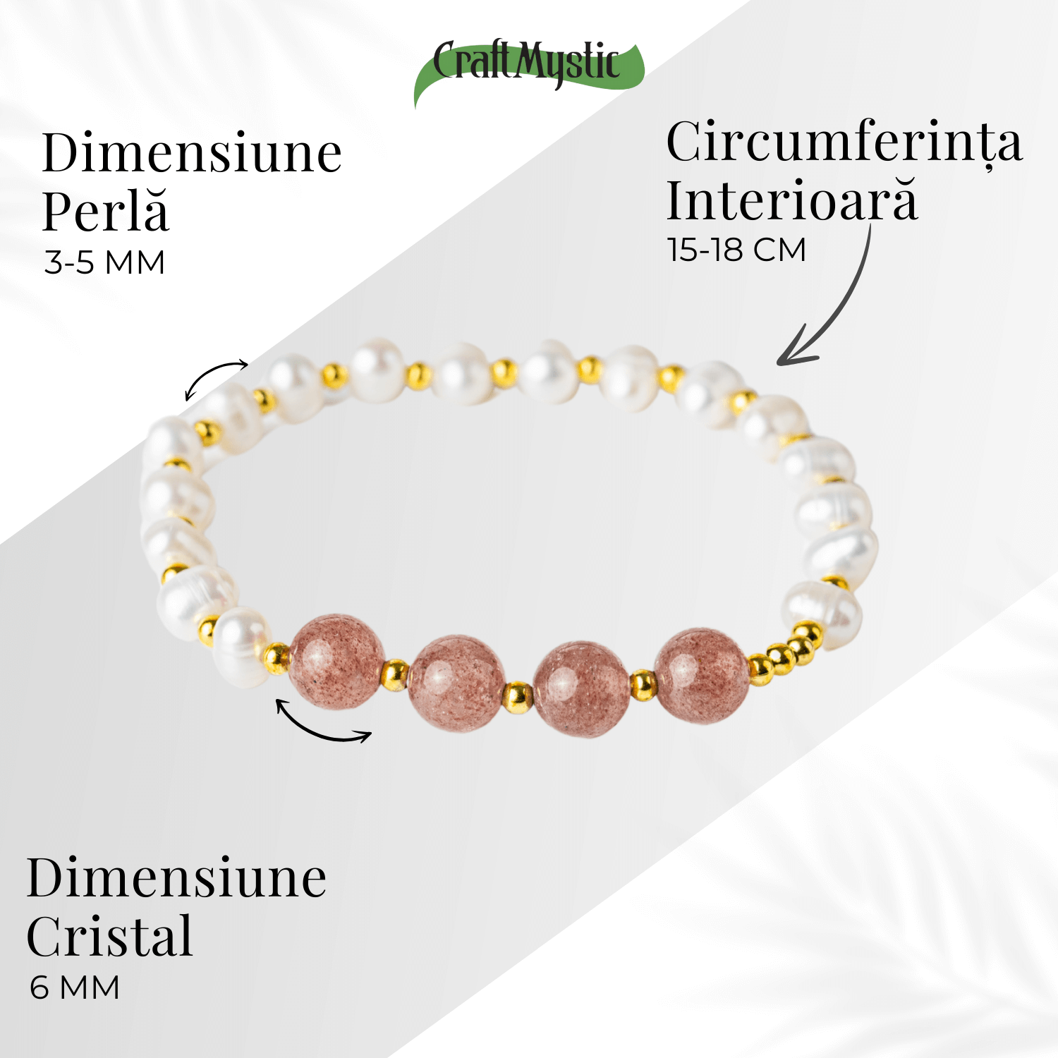 Echilibru Emotional si Puritate – Bratara cu Perle si Cristal capsuna