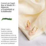 Feminitate si Echilibru – Cercei cu Cuart Roz si Model Pi