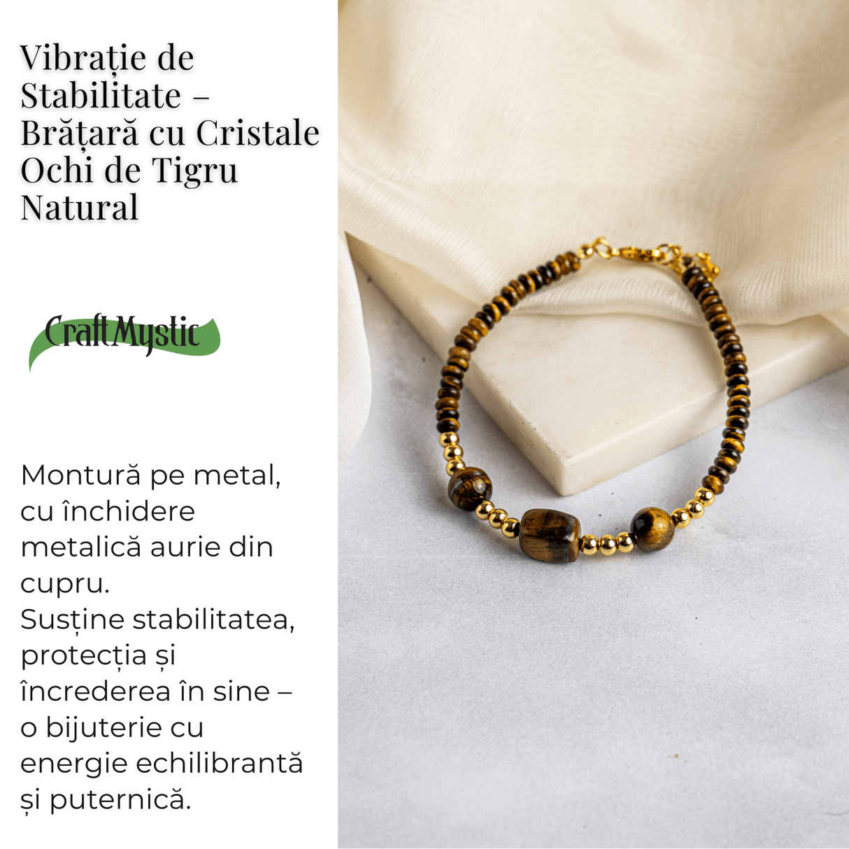 Vibratie de Stabilitate – Bratara cu Ochi de Tigru Natural