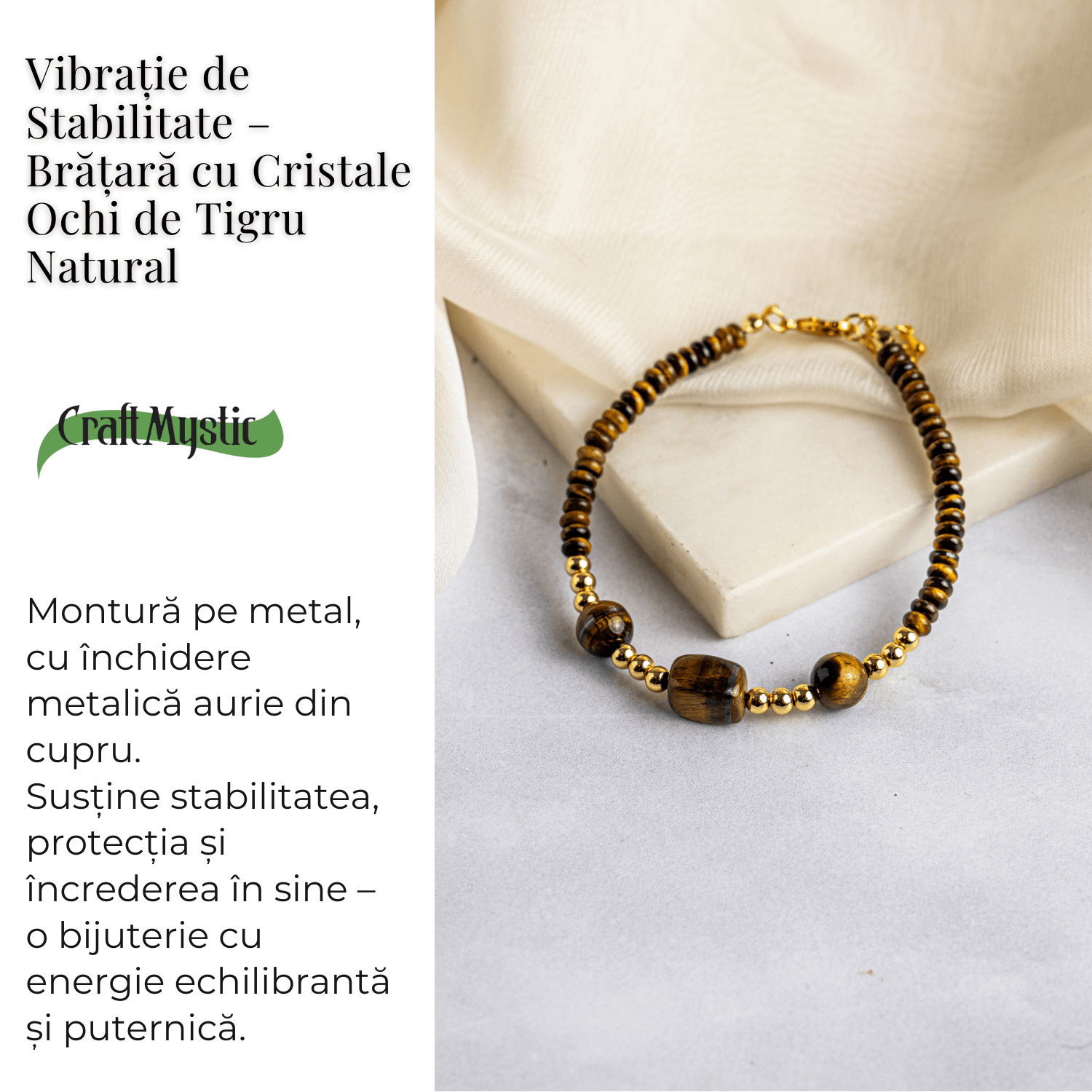 Vibratie de Stabilitate – Bratara cu Ochi de Tigru Natural