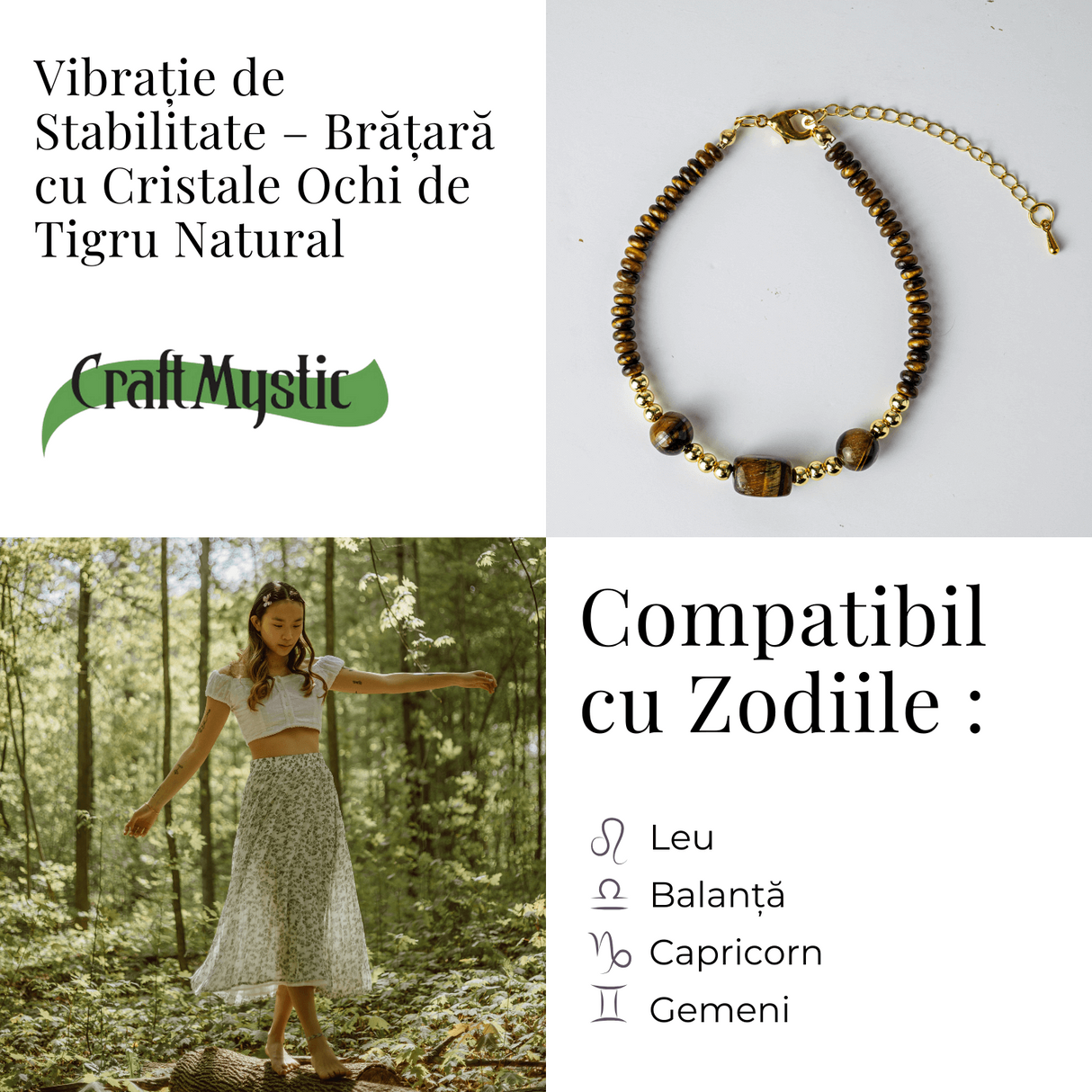 Vibratie de Stabilitate – Bratara cu Ochi de Tigru Natural