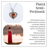 Colier inimioara cu chihlimbar si montura argint 925 – Protectie, caldura si echilibru emotional