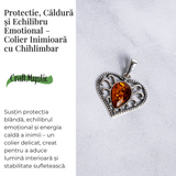 Colier inimioara cu chihlimbar si montura argint 925 – Protectie, caldura si echilibru emotional
