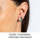 Eleganta care zboara – Cercei cu perla naturala si pasarele aurii