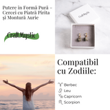 Putere in forma pura – Cercei cu piatra Pirita si montura aurie
