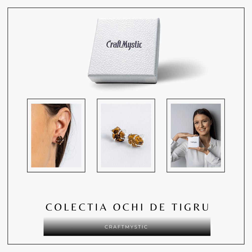 Cercei argintii cu Ochi de Tigru brut – Protectie, curaj si claritate mentala