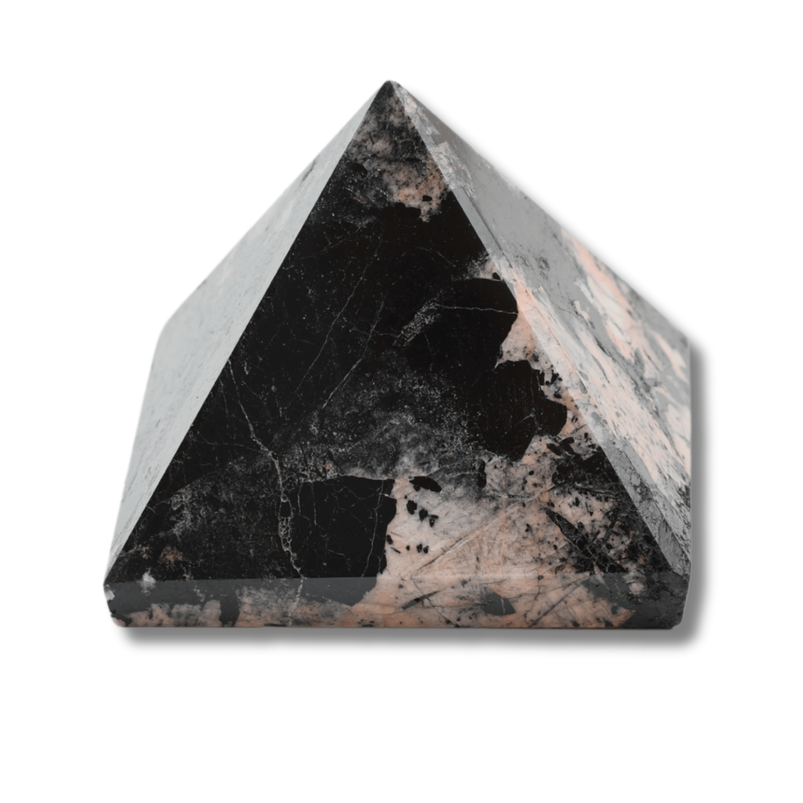 Piramida Sculptata Manual 60mm din Piatra de Turmalina Neagra cu Rutil Naturala