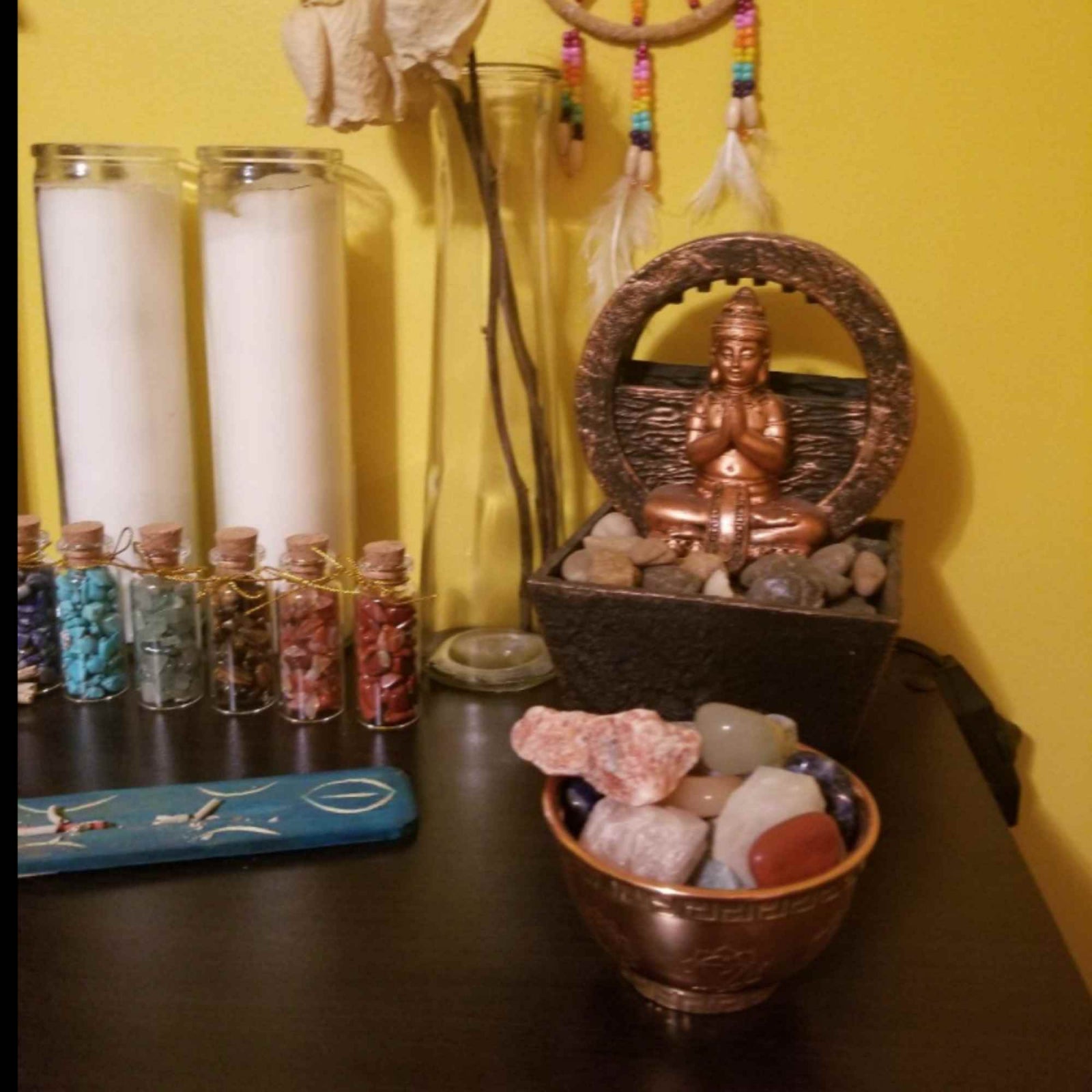 Bol din cupru cu simbol de luna tripla si pentagrama – excelent pentru decorarea altarului, ritualuri, arzator de tamaie, preparator de potiuni
