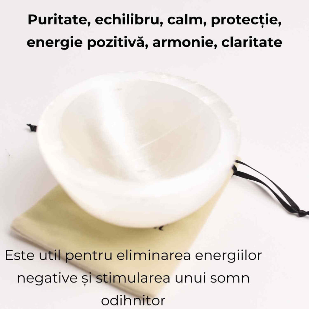 Bol solid de Selenit pentru Echilibru Energetic – Curatare, Calm si Armonie