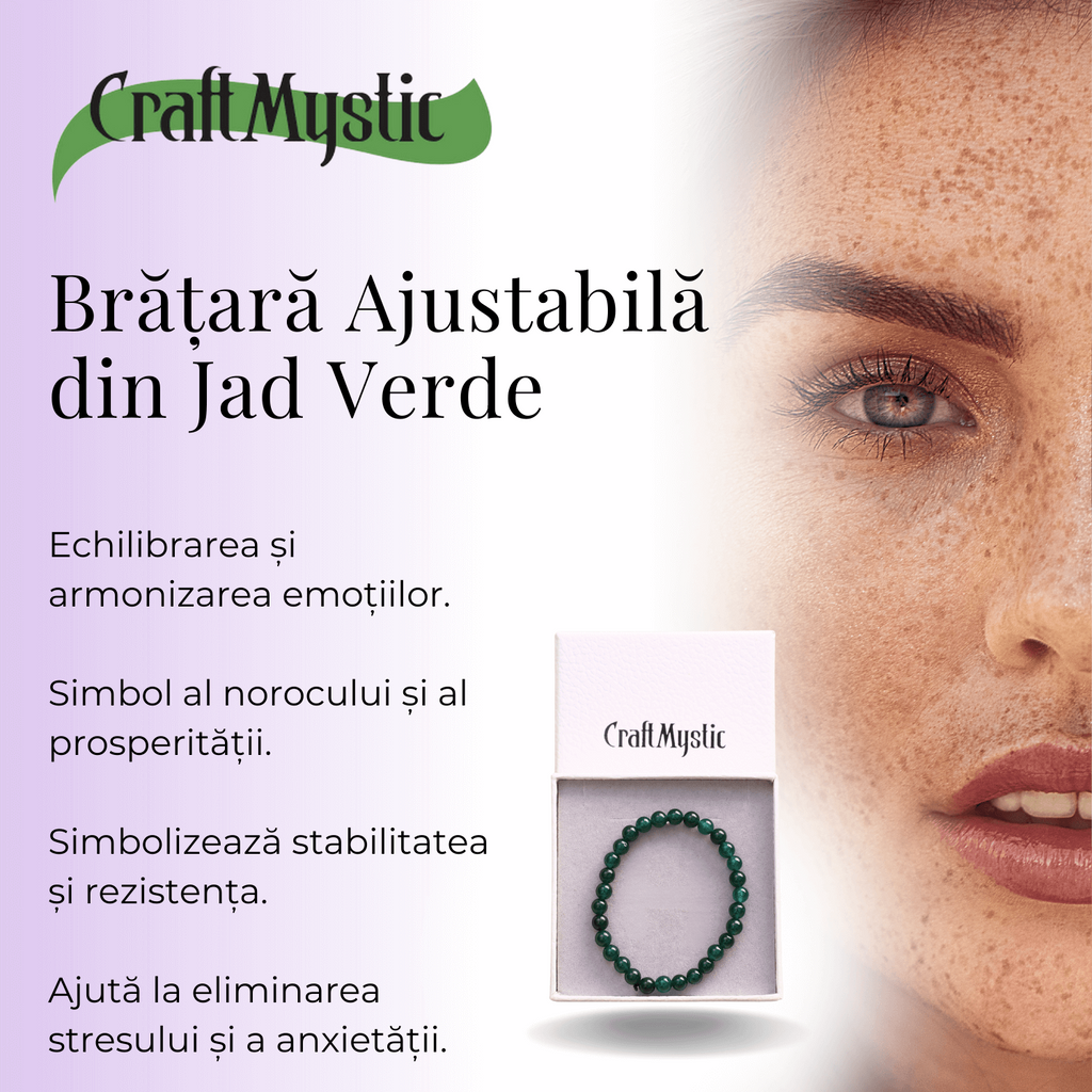 Bratara Elastica cu Margele 6mm din Jad Verde Semipretios Natural