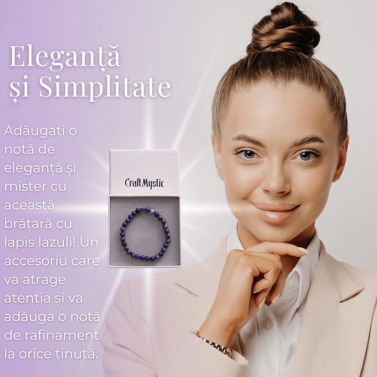 Bratara Elastica cu Margele Naturale de 6mm din Lapis Lazuli