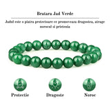 Bratara de jad cu margele de 8 mm pentru femei si barbati - Aduce noroc, bogatie, prosperitate