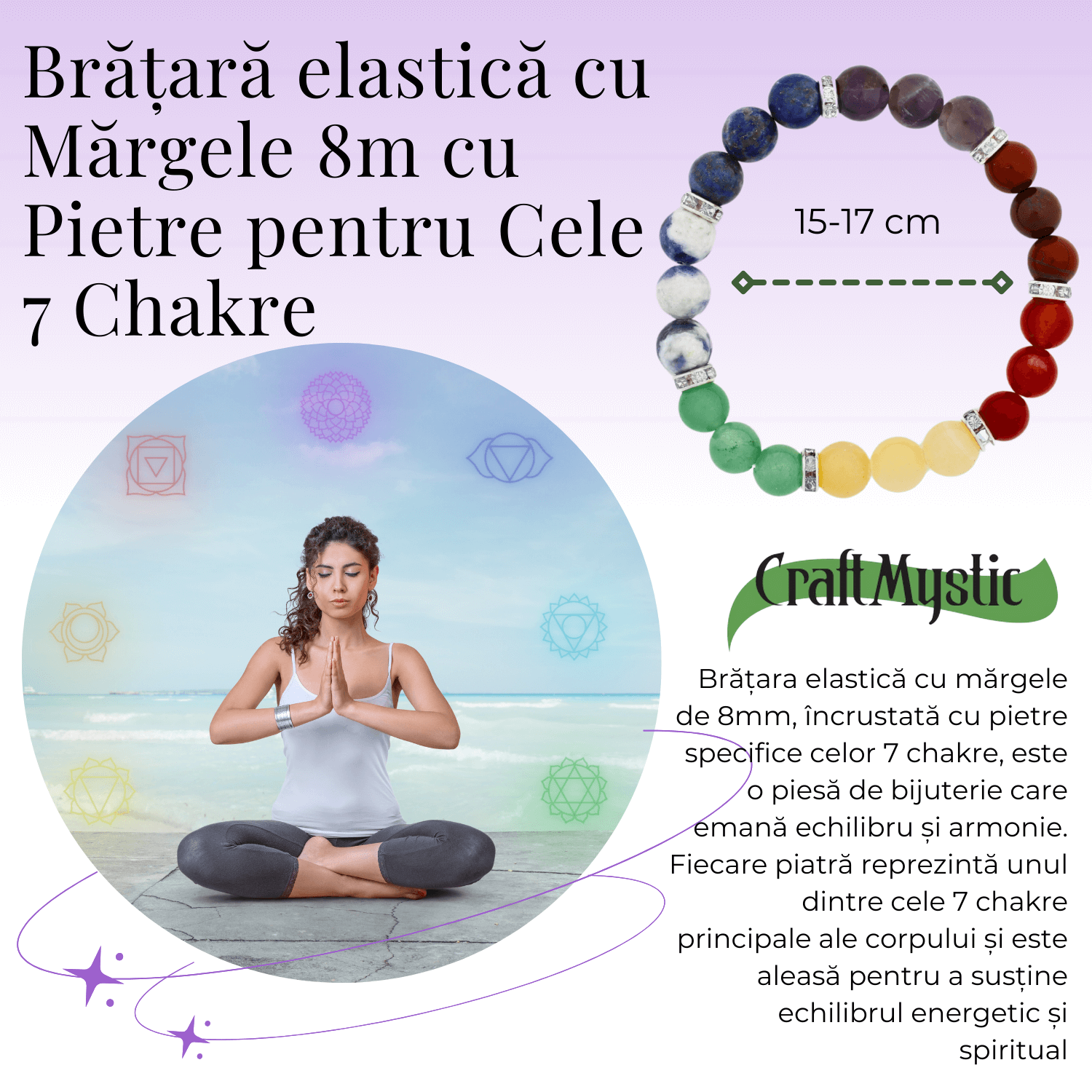 Bratara Elastica cu Margele de 8mm