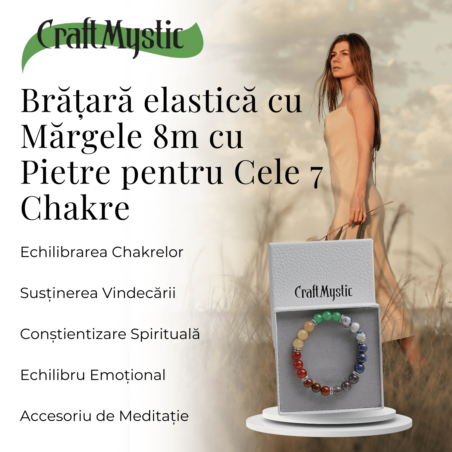 Bratara Elastica cu Margele de 8mm