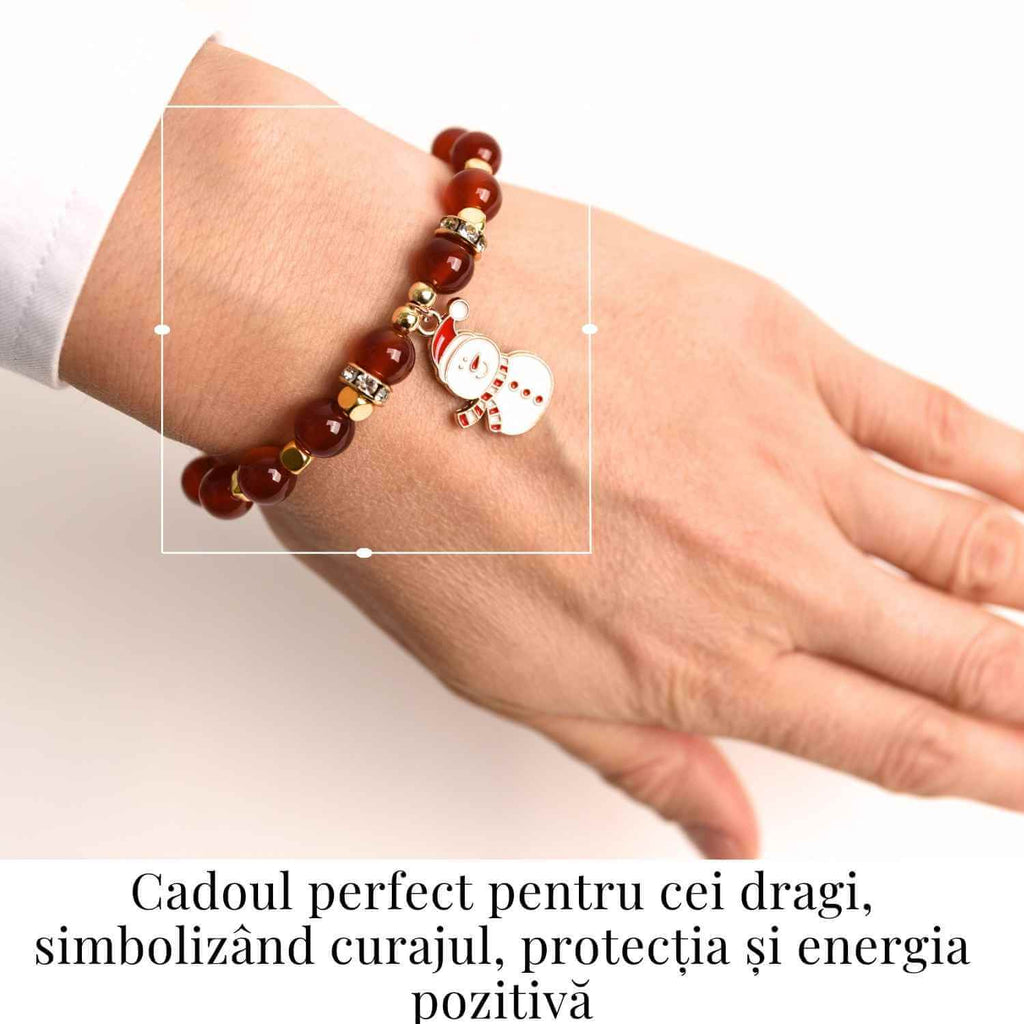 Bratara naturala Agat rosu 6mm cu accesoriu mixt