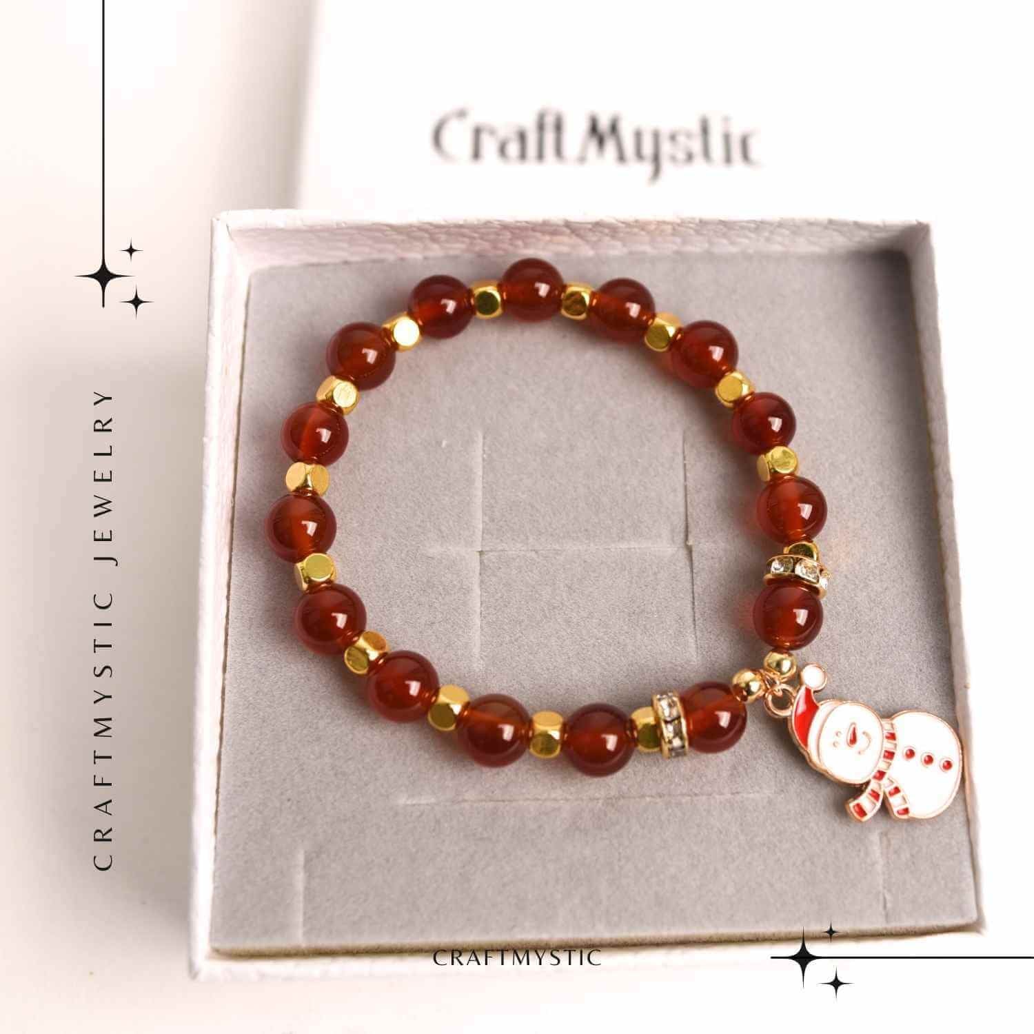 Bratara naturala Agat rosu 6mm cu accesoriu mixt
