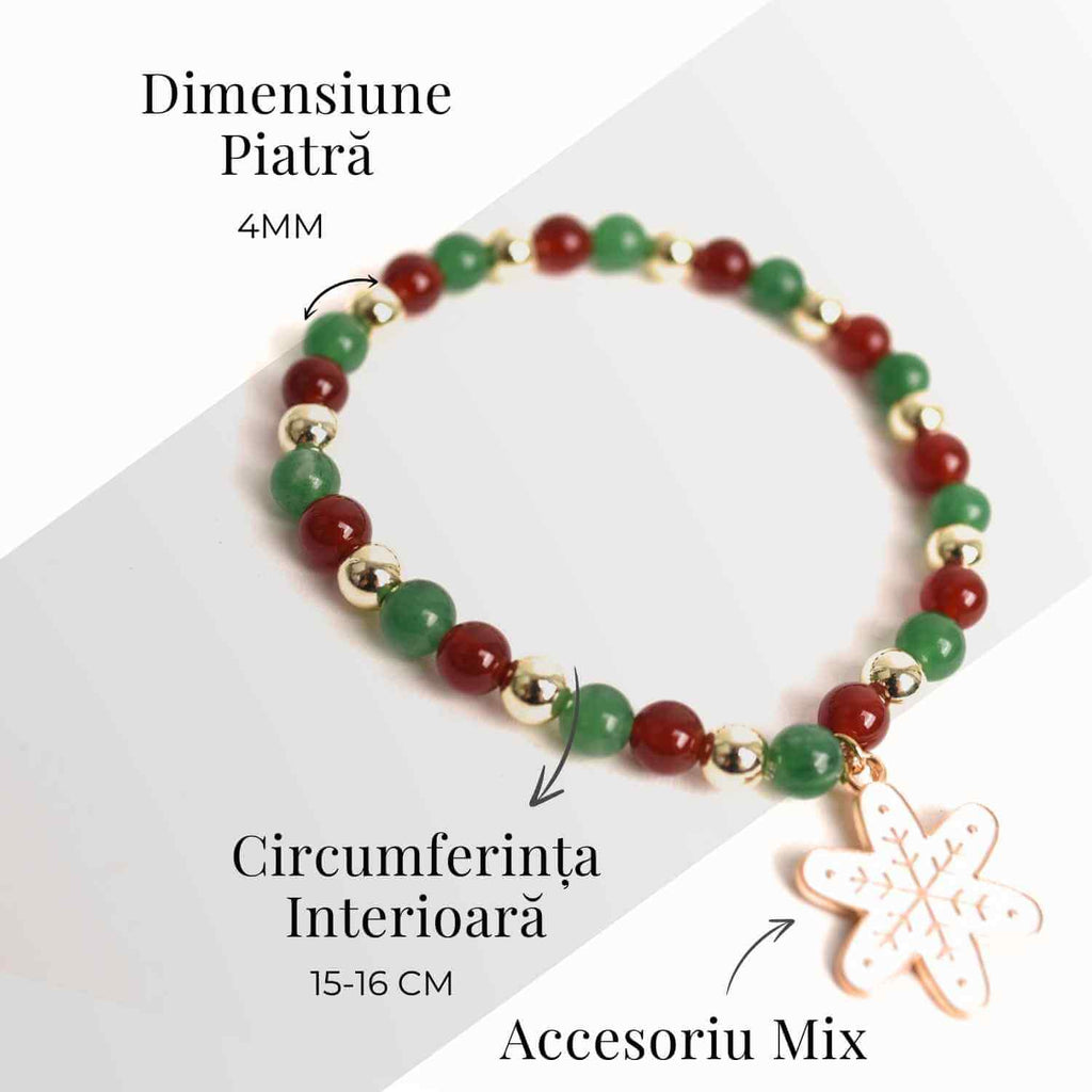 Bratara Agat rosu si aventurin verde 4mm cu accesoriu mixt