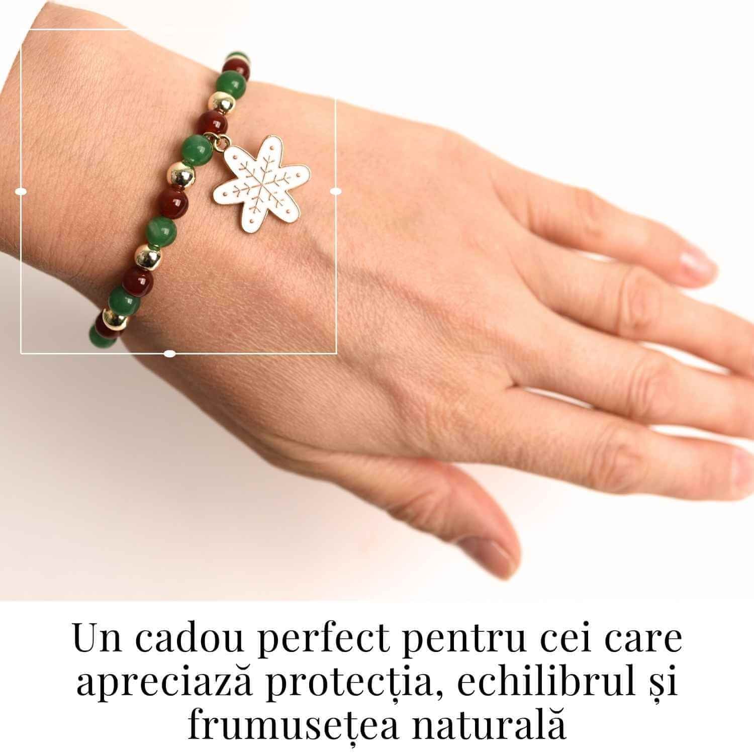 Bratara Agat rosu si aventurin verde 4mm cu accesoriu mixt