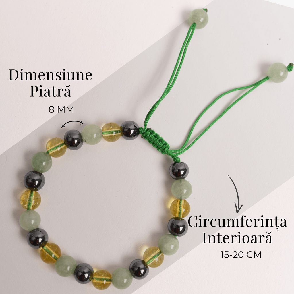 Bratara Ajustabila cu Citrin, Aventurin Verde si Hematit