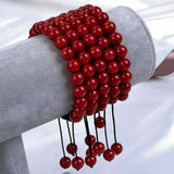 Bratara Ajustabila cu Margele de 8mm din Carneol Rosu Inchis, Circumferinta 19-24 cm - Accesoriu Energetic si Cadou Ideal
