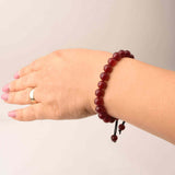 Bratara Ajustabila cu Margele de 8mm din Carneol Rosu Inchis, Circumferinta 19-24 cm - Accesoriu Energetic si Cadou Ideal