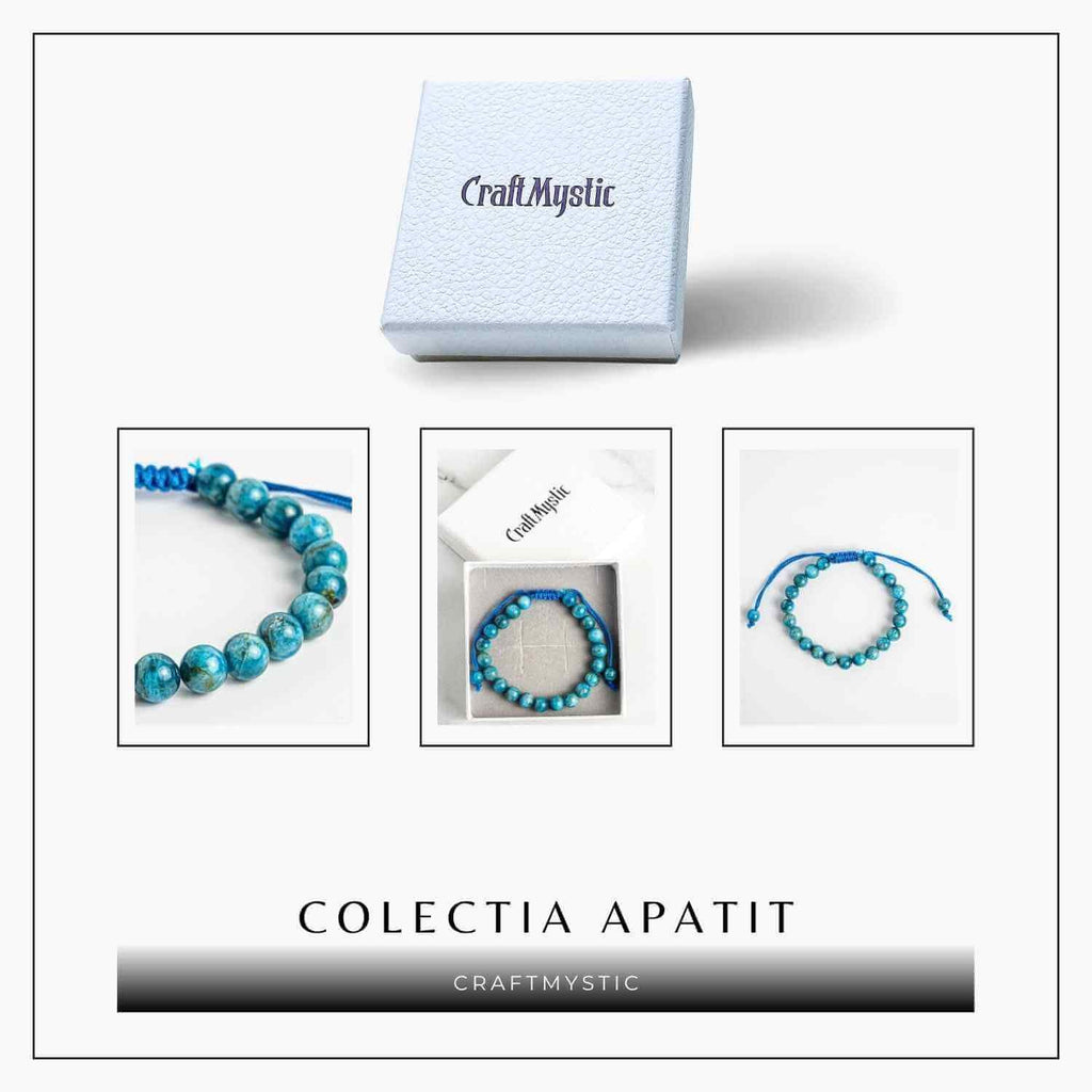 Bratara Ajustabila pe Sfoara cu Pietre Naturale 8mm din Apatit