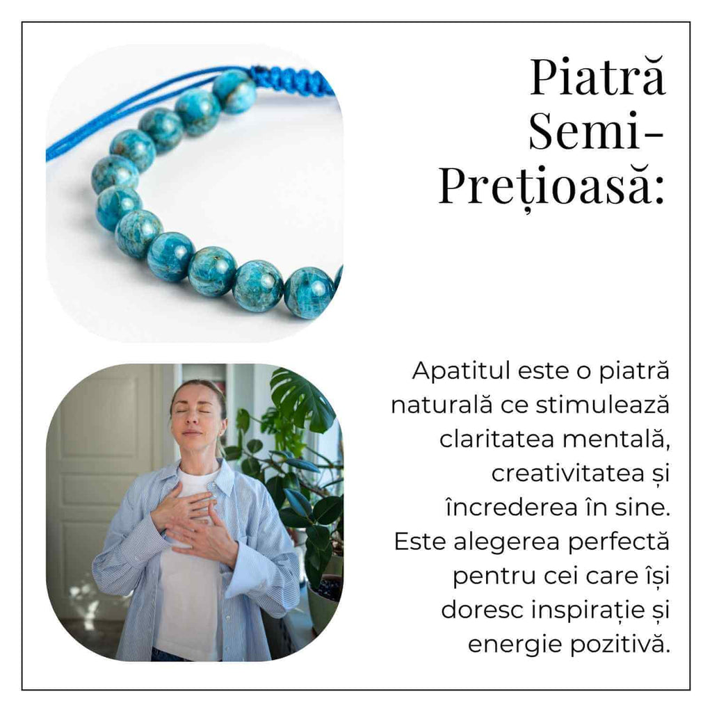 Bratara Ajustabila pe Sfoara cu Pietre Naturale 8mm din Apatit